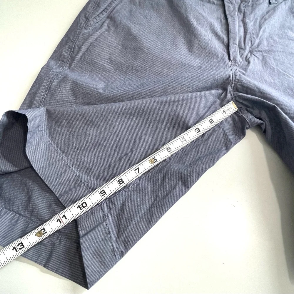 J. Crew Men’s Shorts Flat Front Blue Gray Striped 10” Inseam Size 33 100% Cotton